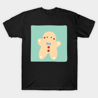 Cute Gingerbread Man With a Blue Bow Smiling T-Shirt